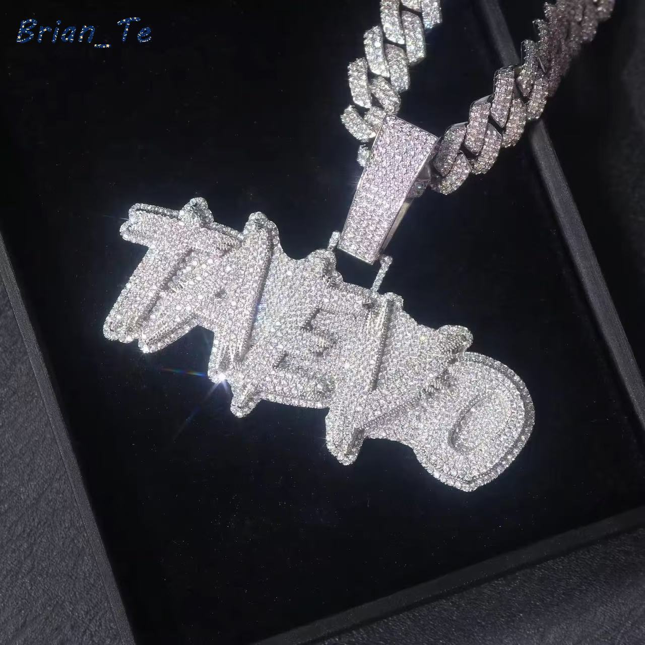 Mens High Quality S925 Rapper Pendant Hip Hop Necklace 25 Inches Iced Out Moissanite Diamond Shiny Letter Pendant Jewelry