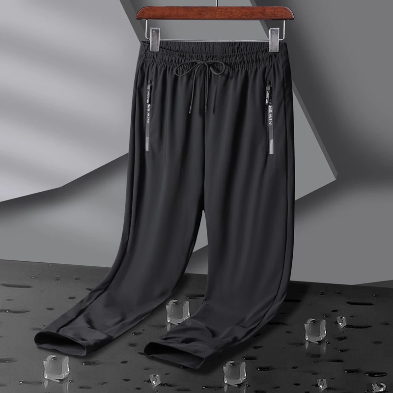 Breathable Elastic Men Running Sport Pants Ice Silk Jogging Thin Sweatpants Casual Outdoor Training Gym Fitness Trousers 8XL 260122