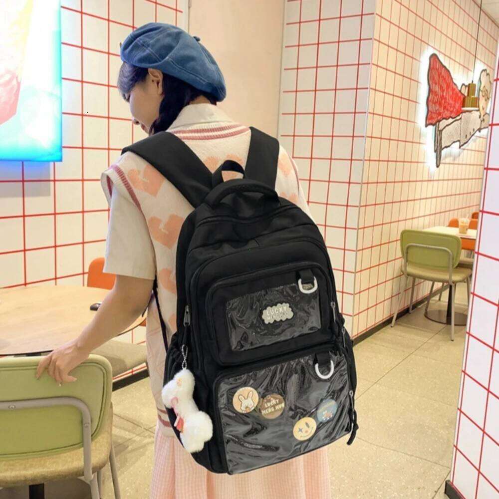 Japanese Style Kawaii Girls Transparent Ita Women Large Capacity Backpack Fashion School Bag for College Student JK