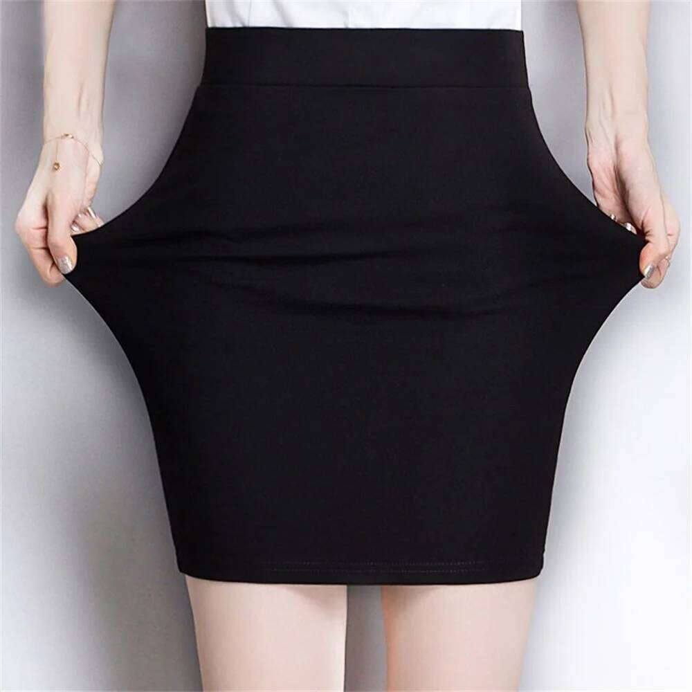 Women Clothing Business Casual Solid Color High Waist Pencil Skirt Summer All-match Slim Mini Dress Office Ladies Black Skirts XJ260131