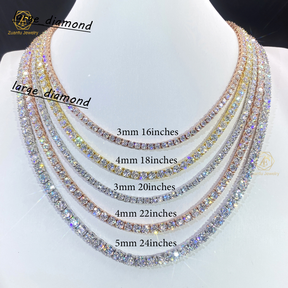 Hip Hop 2mm-5mm Diamond Chain Necklace Fashion Jewelry DEF HPHT Lab Grown Diamond 10K Gold Tennis Chain Necklaces