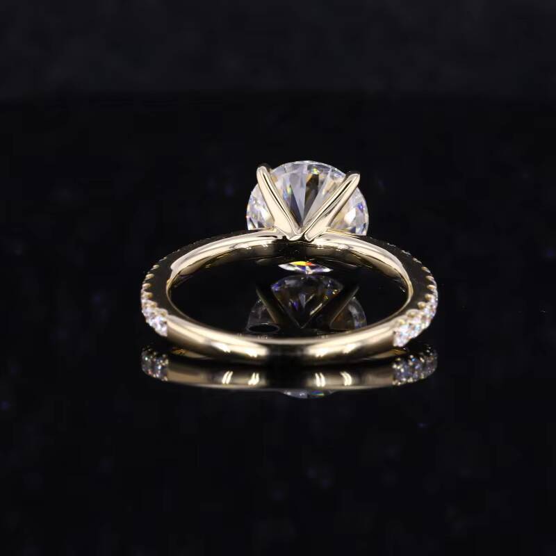 Starsgem Moissanite Ring 14k Yellow Gold 3ct 9mm Colorless Loose Moissanite Ring