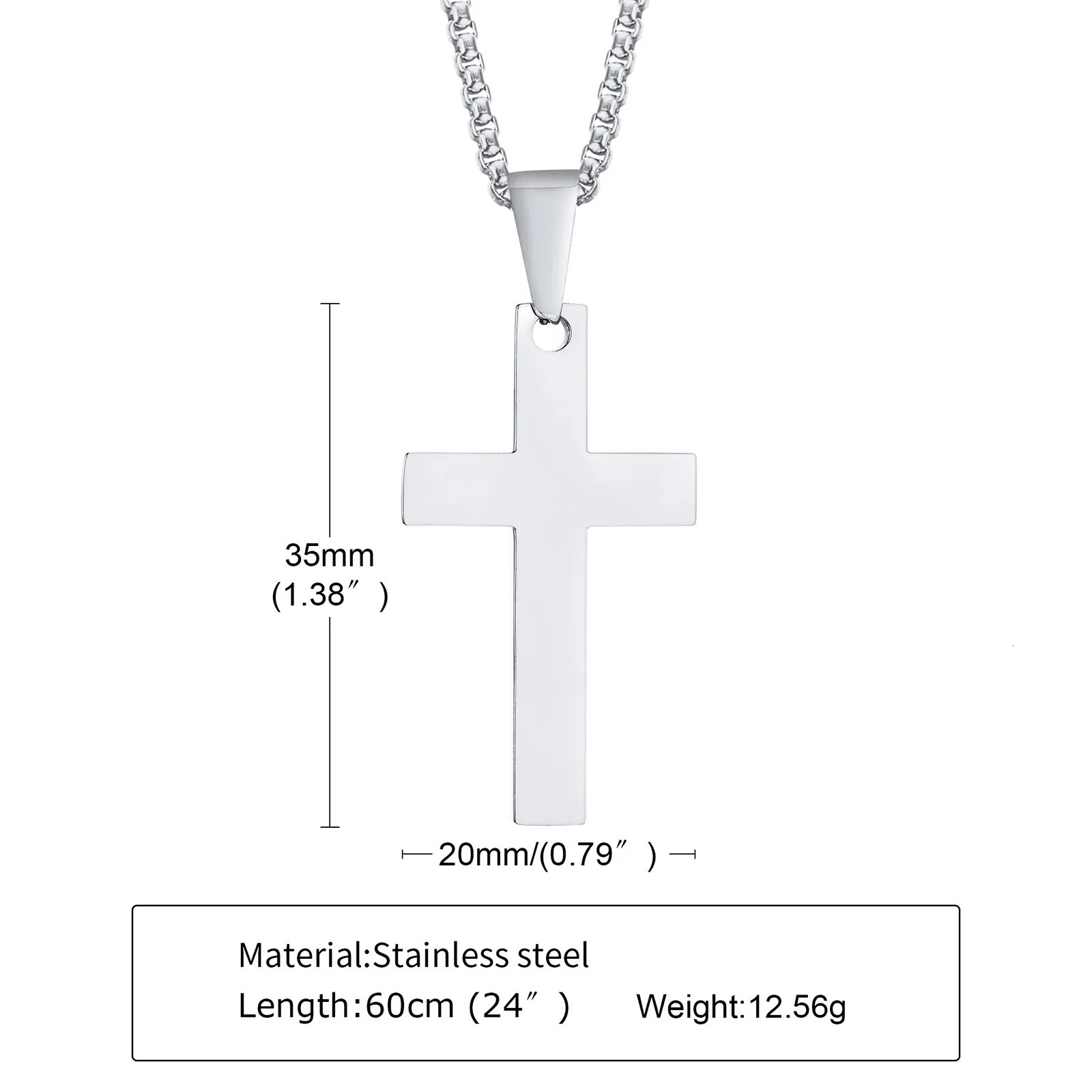 Waterproof Cross Necklaces for Men Male Gifts Jewelry Anti Allergy Stainless Steel Plain Pendant with Rope Chain 260128