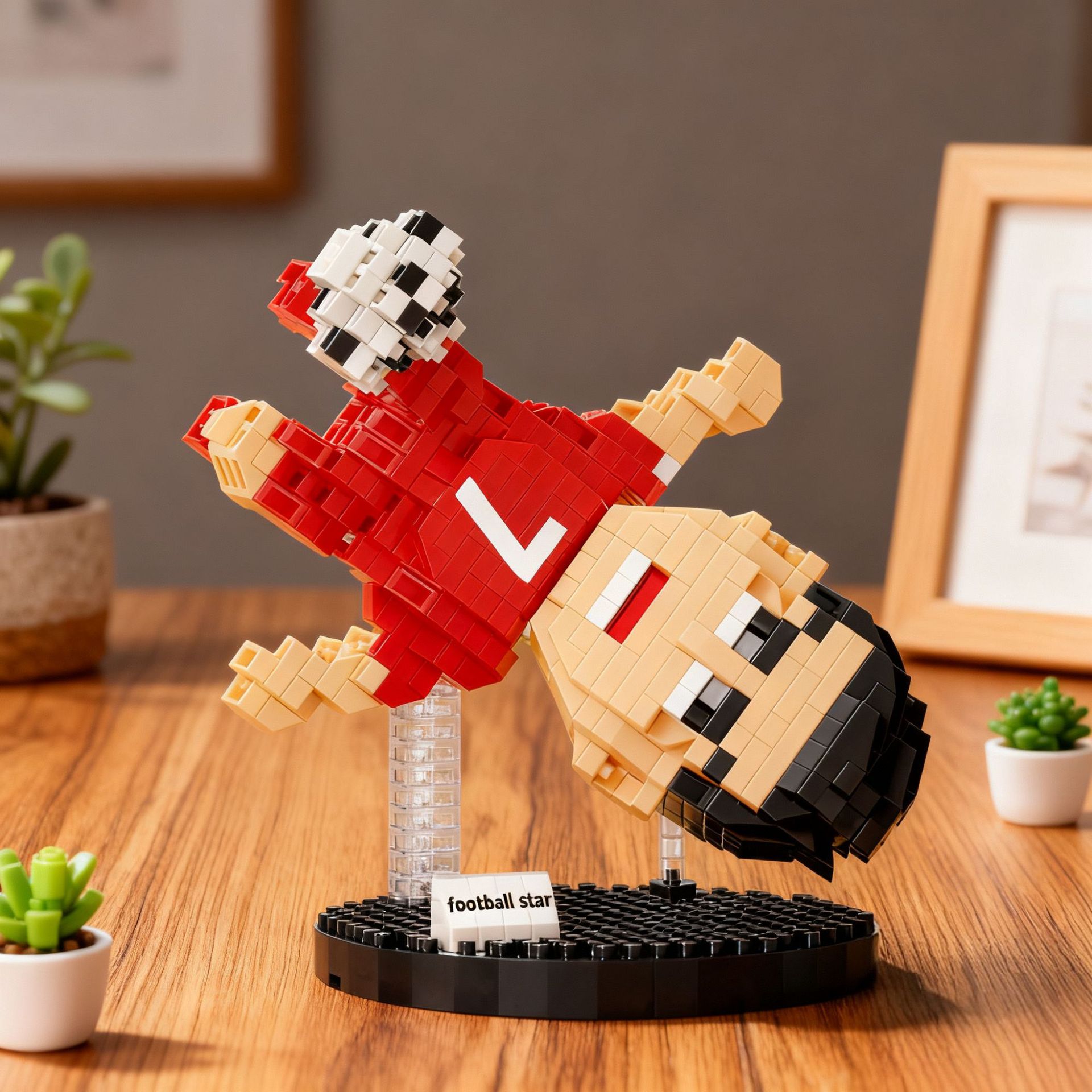 Cross-border new micro-particle building football player educational assembly toy creative display item model gift