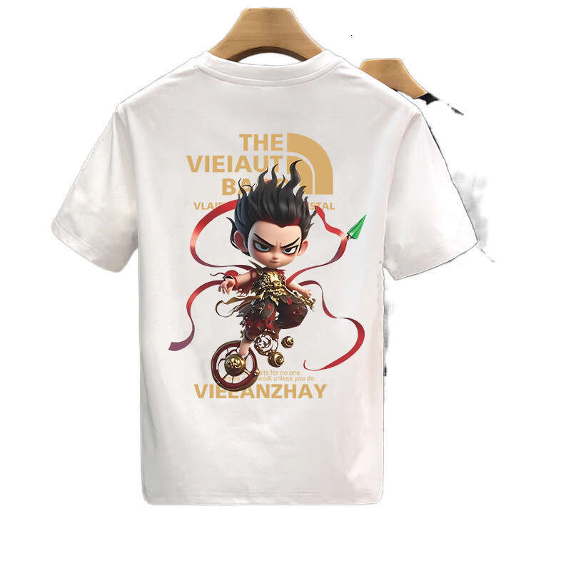 National Heavyweight Printed Short T-Shirt For Youth Men And Women Summer Ins Trend Brand Nezha Top Loose Round Neck Half Sleeve Luanyun Luanyun