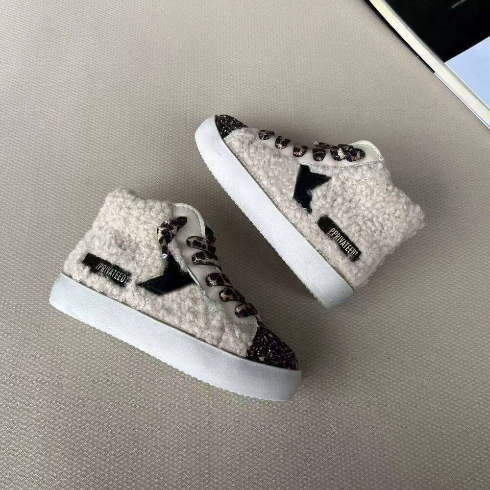 New Sequin Children Winter Board Sneakers Kids Girl Fashion Warm Fur Boy Casual Outsaid Sport Star Leopard Shoes XZ004 Y260128