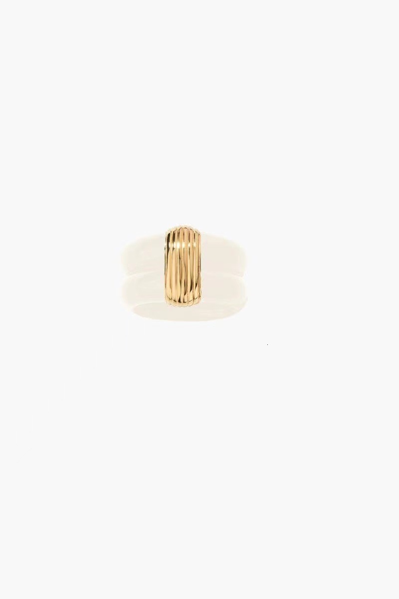 French Fashion Enamel Drop Glaze Striped Ring Niche High-end Feel Copper Gold-plated Black Wide Version Elegant Ring