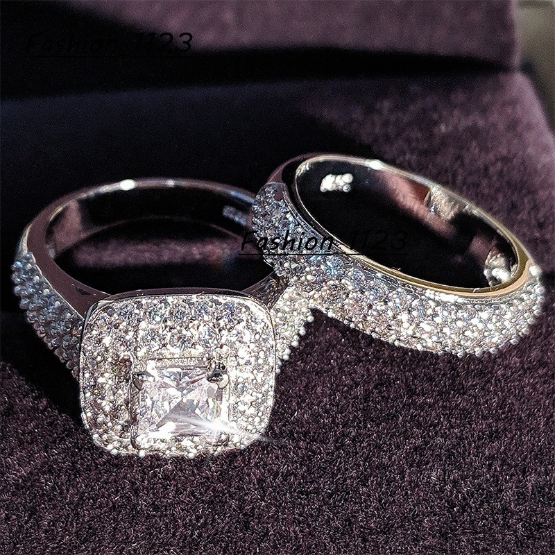 Huajie 925 Silver White Zircon Micro Pave Ring Luxurious Fashionable Womens Ring