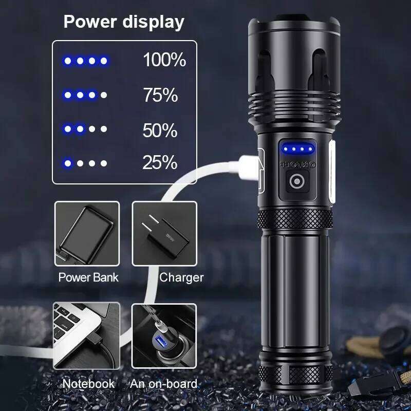 Powerful LED Flashlight XHP120 Rechargeable Portable Tactical Torch Super Bright Camping Outdoor Search and Adventure Flash Lamp H260131