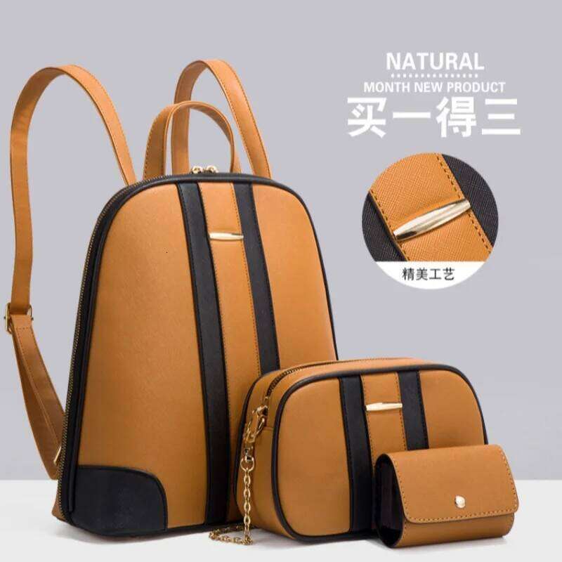 Women's mother-in-law three-piece set European and American vintage backpack travel bag coin purse