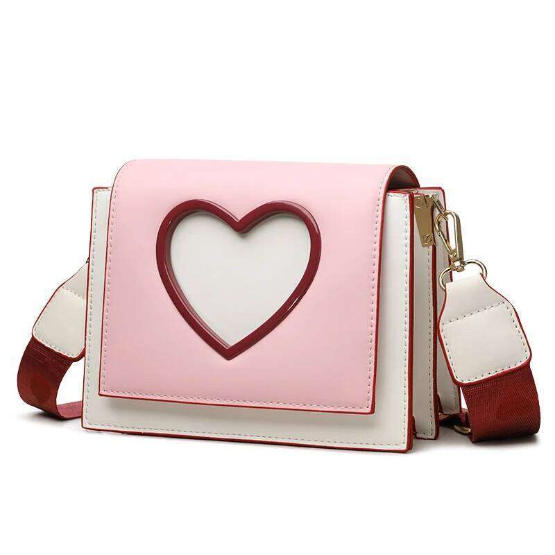 Lady's heart-shaped flip-top crossbody bag with shoulder strap