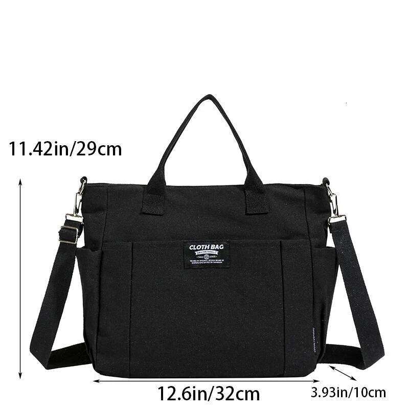 Women's Canvas Large Capacity Shoulder Minimalist Female Student Tote for Work Commuting Carrying Bag
