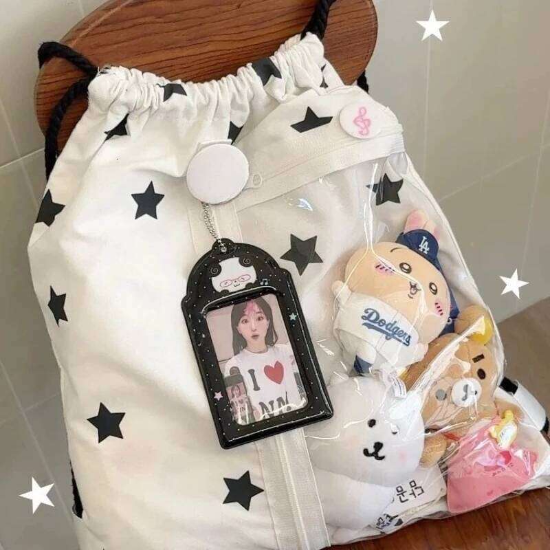 Large Capaci Bapa for Fans Casual Soft Polyester Foldable oulder Purse and Handbag Original White Star Dstring Bag Versatile