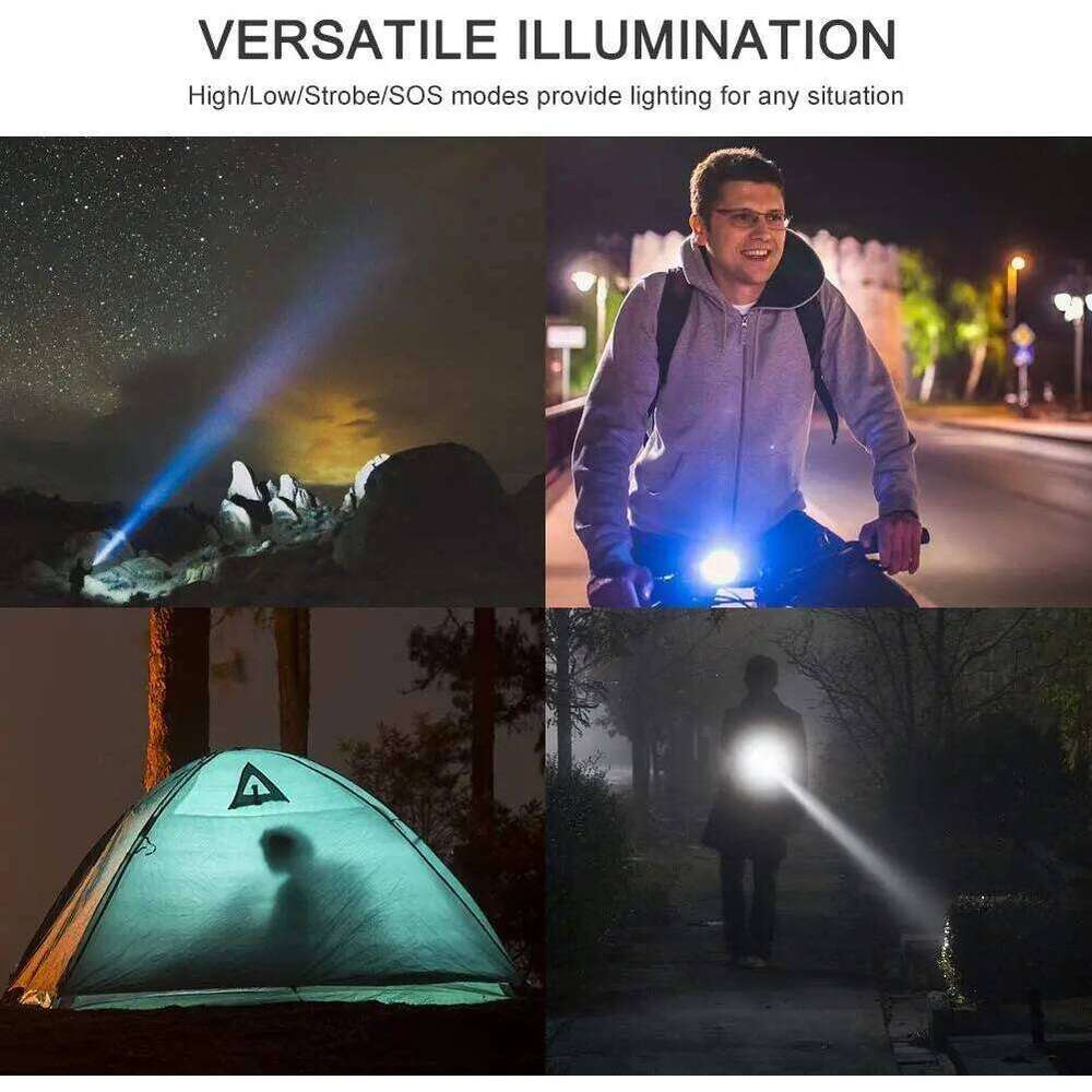 Pocketman LED Flashlights USB Rechargeable Bicycle Outdoor Waterproof Flashlight Zoom Torch H260131