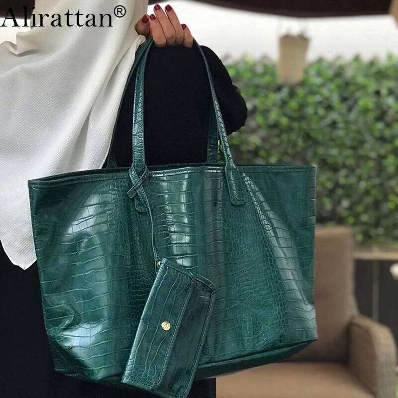 Alirattan New PU Leather Shoulder Shopping for Women Fashion Design Large Capacity Totes Luxury Brand Lady Casual Travel Bag XJ260130