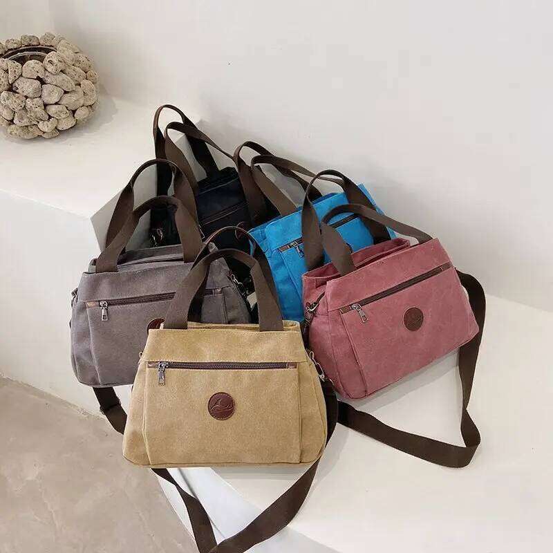 Women's Multi-Pocket Canvas Retro Shoulder Bag