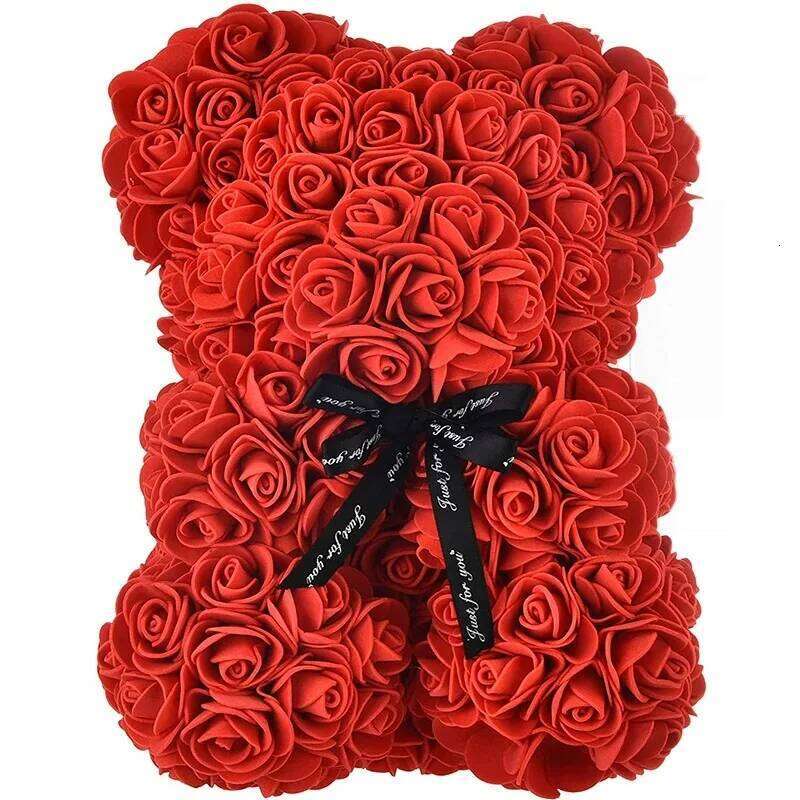 A 25-centimeter Red Rose Bear Decorated Christmas Gift for Friends and Couples Can Enhance The Festive Atmosphere Y260131