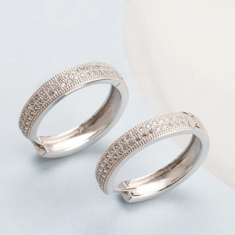 Buyee 925 Sterling Silver Female Hoop Earring White Zircon Earring for Women Fashion Classica Wedding Fine Jewelry Earring 260126