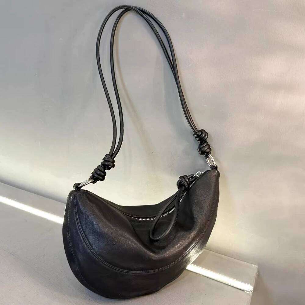 High End Casual Versatile One Shoulder Soft Leather Crescent Underarm Bag Crossbody Bags Handbags for Women