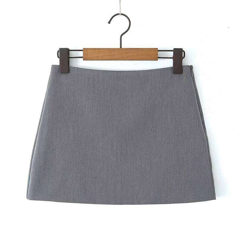 YENKYE Sexy Women High Waist Side Zipper Gray Package Hip Mini Skirt XJ260131