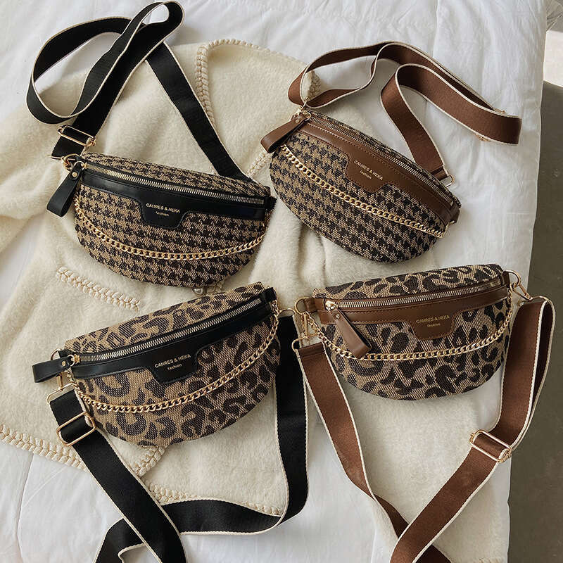 Explosive BBao Leopard Print Chest Single Shoulder for Women 2026 New Trendy Cool Retro Plaid Crossbody Waist Bag Versatile