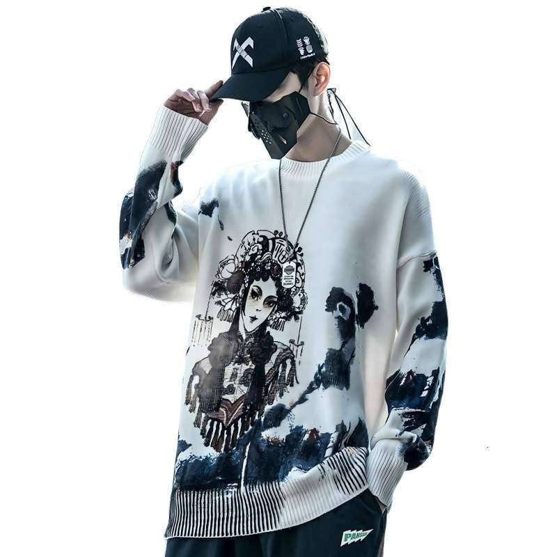Xiaobin National Spring And Autumn New Men's Trendy Loose Handsome Outerwear Versatile Round Neck Knitted Sweater Trend Luanyun Luanyun