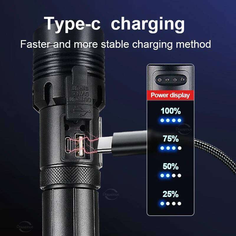 High Power Led 1000000LM Powerful LED Flashlight Portable USB Rechargeable Lamp 2600mah Emergency Camping Work Torch H260131