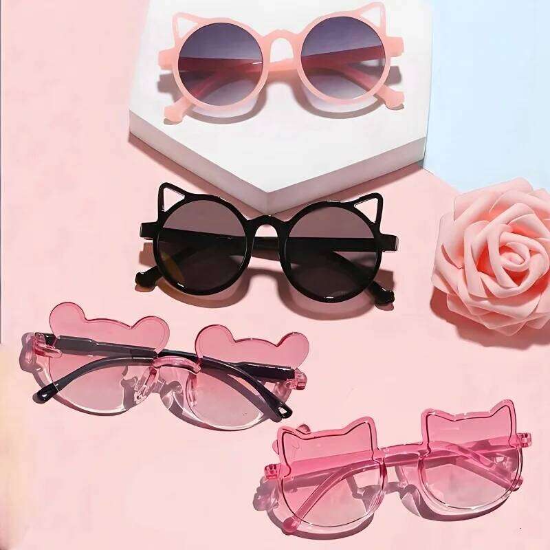 Girls Boys Cute Animal Cartoon Ears Outdoor Sun Protection Children Lovely Vintage Sunglasses H260130