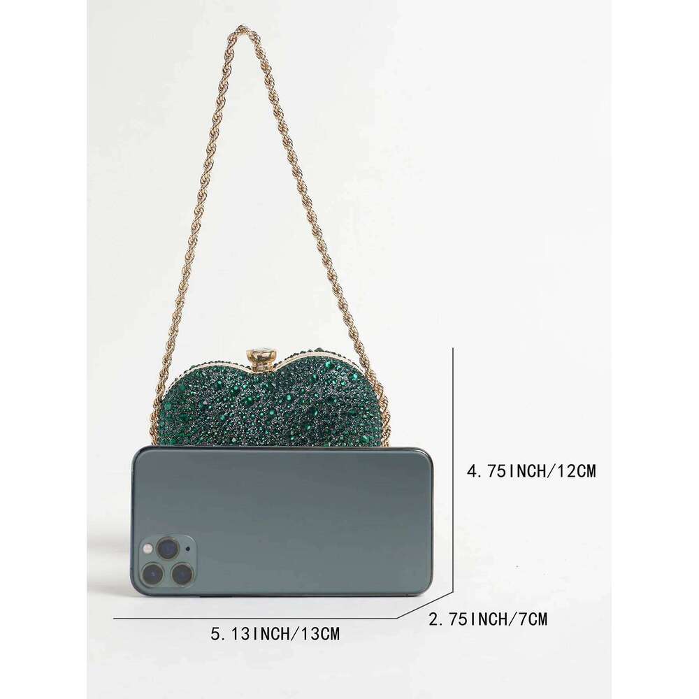 Women's evening clutch bag, luxurious sparkling rhinestone heart-shaped handbag. Fashionable and elegant, high-end feel