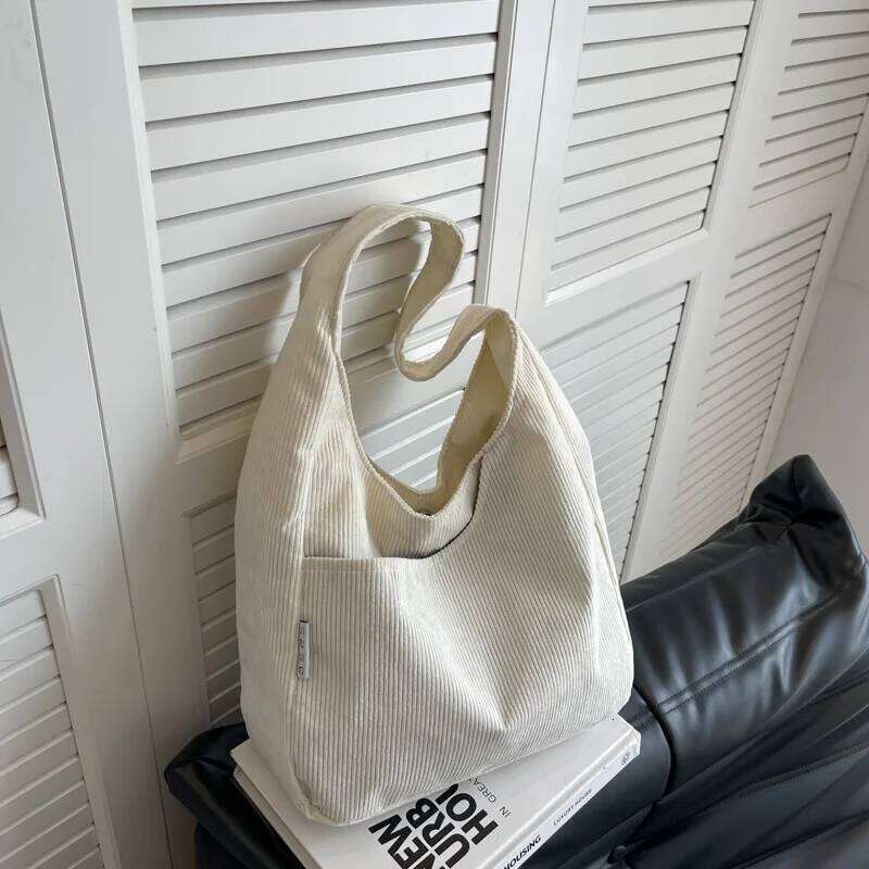 Causal Shoulder Bags for Women Corduroy Reusable Shopping Totes Large Capacity Female Travel Top Handle Handbag Girls Books Pack XJ260130
