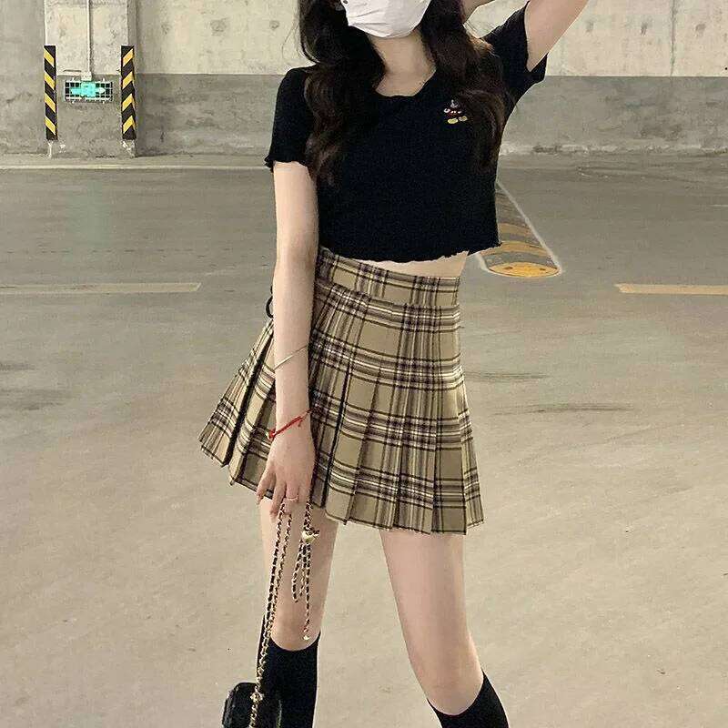 Plaid Half Length Women's A-line Short High Waist Girl Skirt Ropa Mujer Mini Skirts Clothes for Women XJ260131