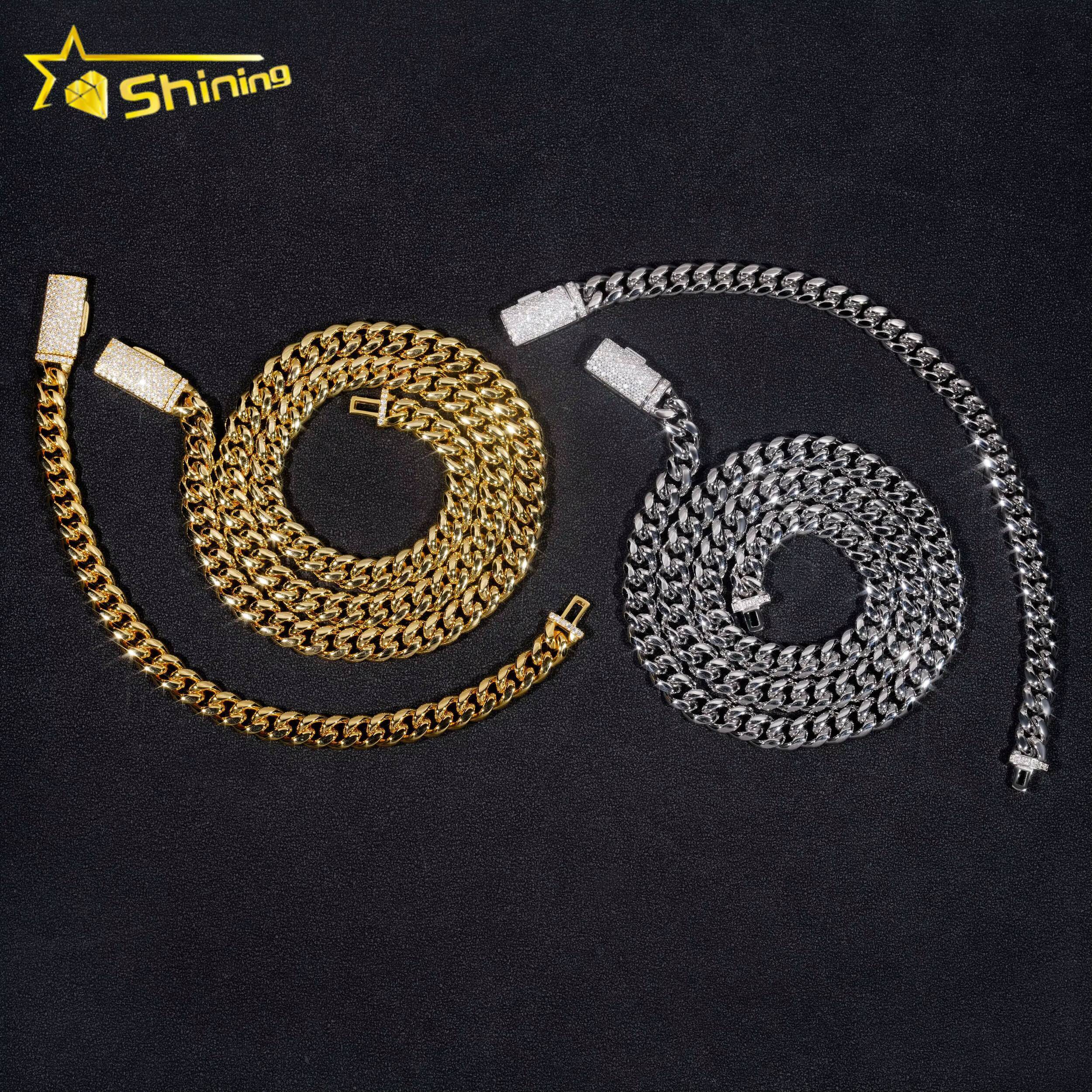 Fast Shipping 8mm Miami Cuban Chain Stainless Steel Silver Moissanite Lock High Quality Cuban Necklace Bracelet