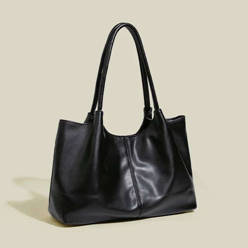 Simple White Shoulder 2026 Women's PU Leather Soft Underarm Tote School Large Capacity Bag Full Student Shopping Handbag