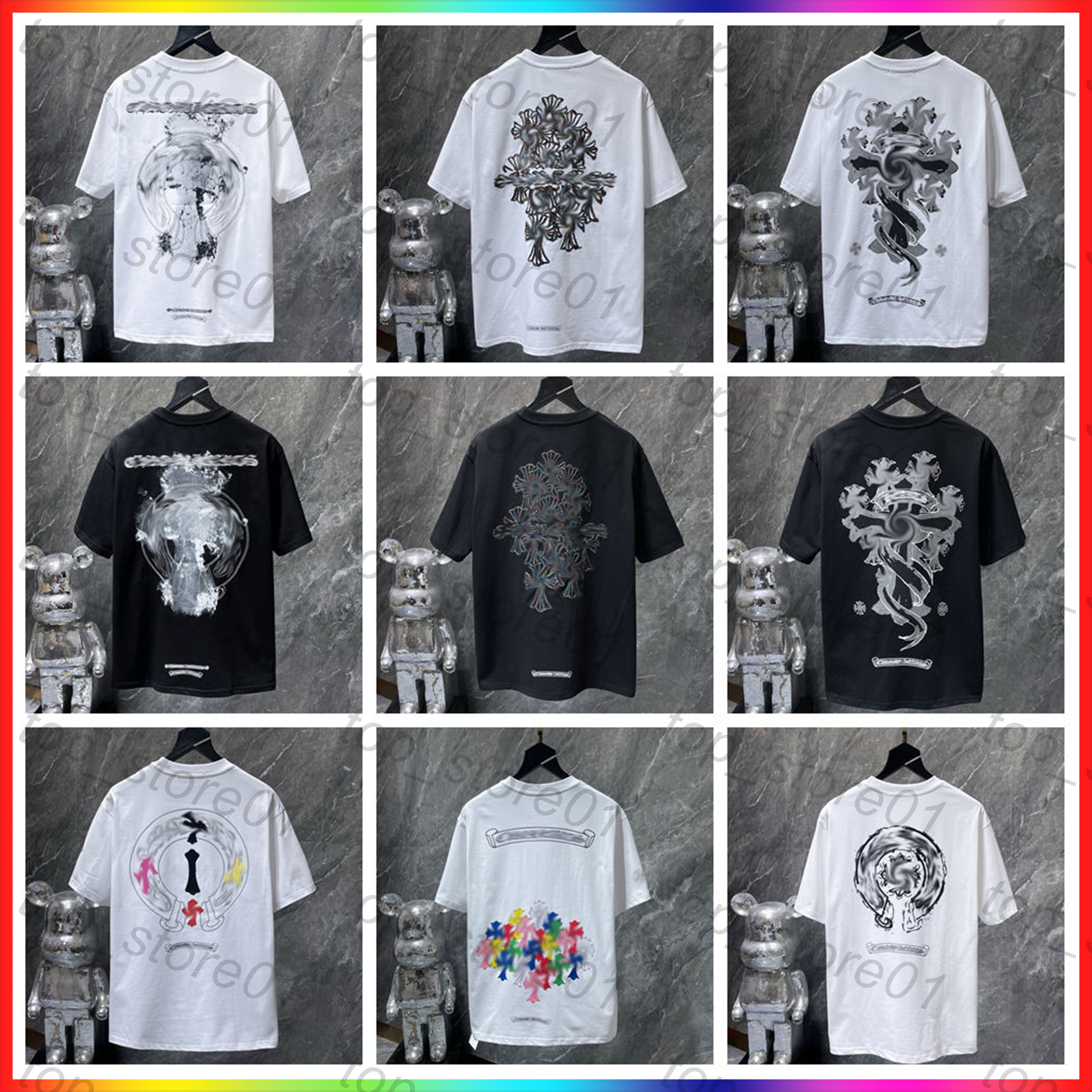 5A mens designer clothes t shirts men's and women's t shirts 26ss summer graphic tee men fashion tees short sleeves tops embroidered horseshoe sanskrit cross t shirts