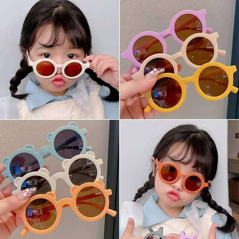 Kids Inset Style Round Frame 1-10 Year Old Baby Sunglasses Children's Shading Sun Protection UV400 Gafas De Sol H260130