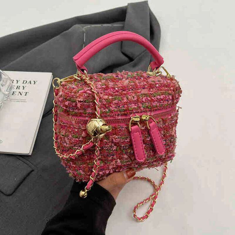 Fashion Woolen Sequin One Shoulder Luxury Party Square Handbags Women New Versatile Chain Crossbody Bag Mini Phone Pouch XJ260131