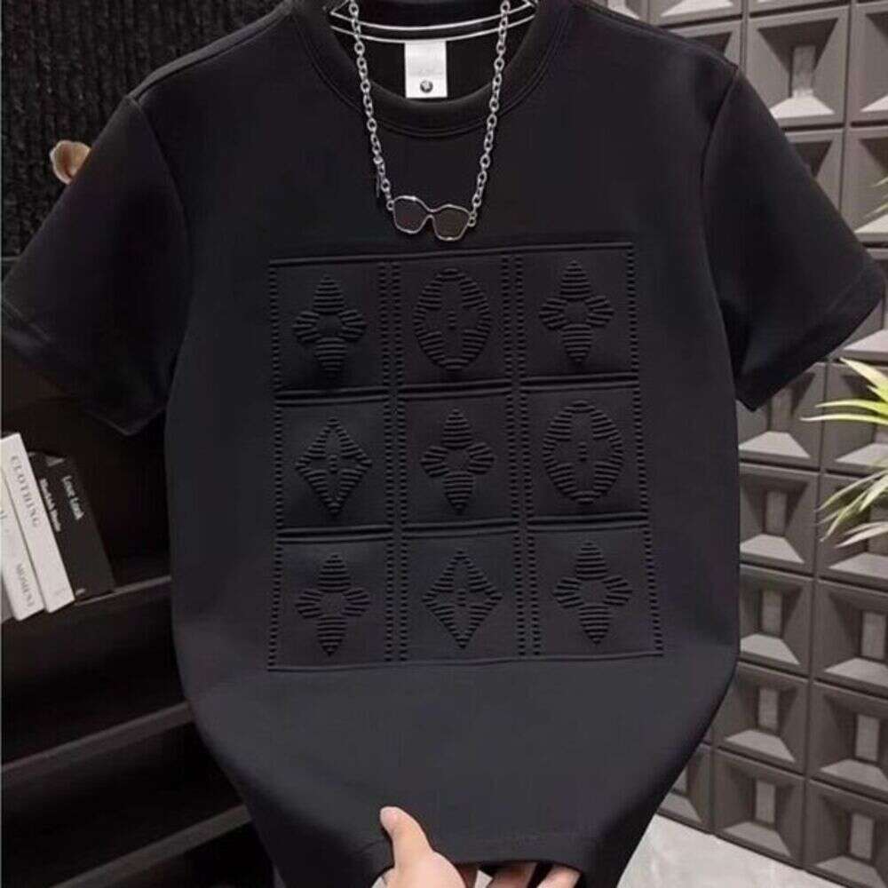Men's T-Shirt mens tshirt designer Summer New Fashion Trendy Embossed Half-Sleeve Handsome Stretch Slim Fit Versatile Short Sleeve Outdoor Recrea