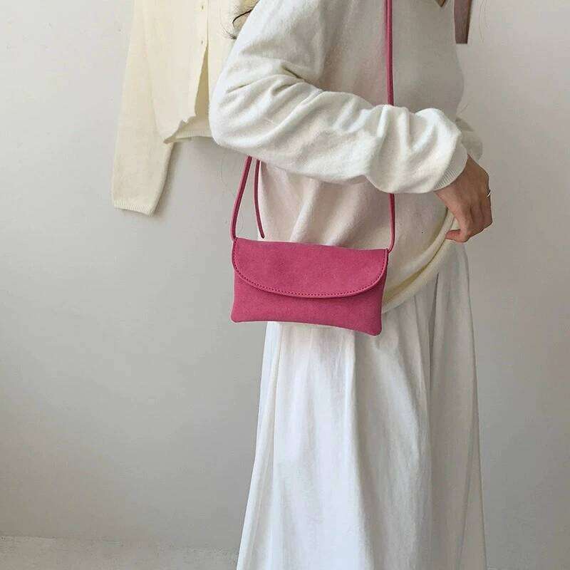 Faux Suede Waist Fashion Flap Pocket Crossbody Shoulder Mini Square with Magnetic Closure Women Purse for Mobile Bag XJ260131