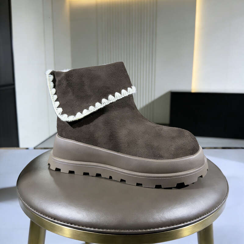 hot new snow boots boot designer women with fleece lining thick sole short boots for women autumn winter turn over martin boots khaki brown casual boo