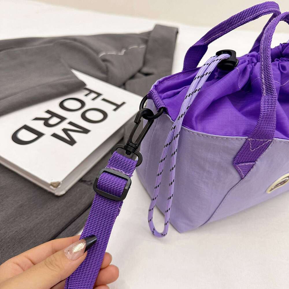 ummer Drawstring Colorblock Fashionable Lightweight Nylon Shoulder Bag Casual Outdoor Phone Pouch