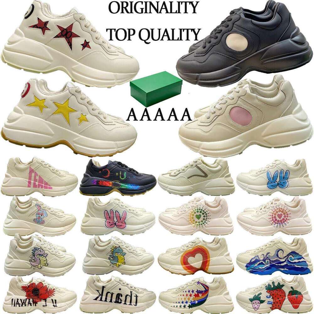AAAAA Best Quality Rhyton Designers Retro Casual Best Selling Love Couple Shoes Luxury Men Women Sneakers All Seasons Unique Personality Various Styles Sizes 35-45