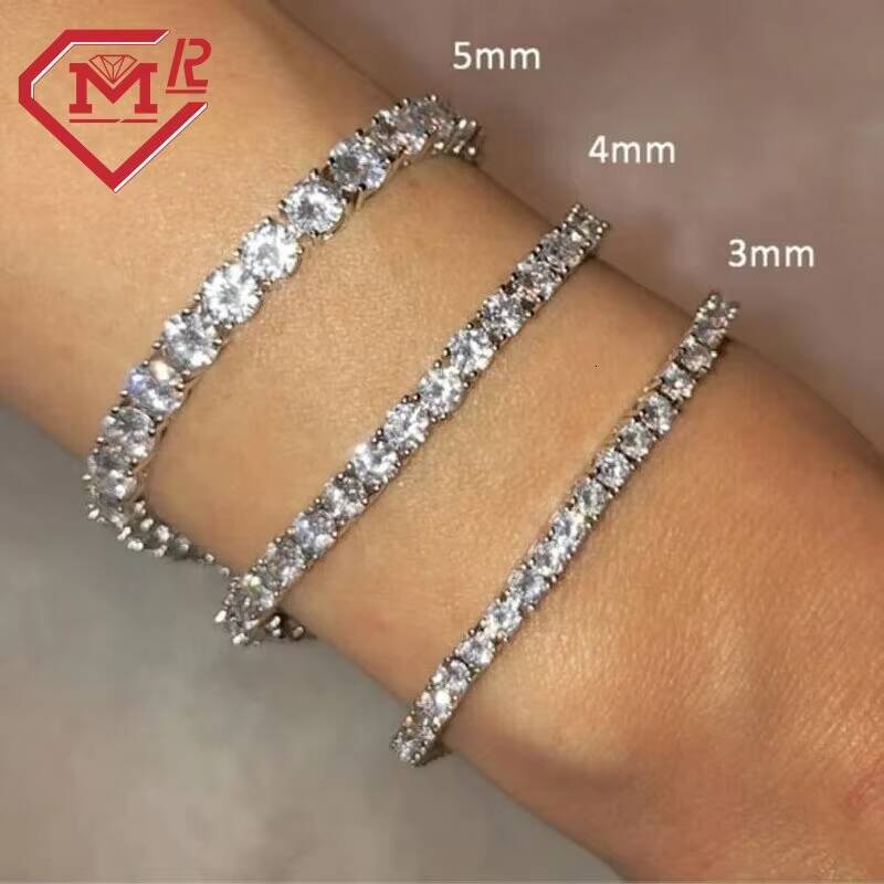 Wholesale 3mm VVS Diamond Bracelet Sparkling 925 Sterling Silver Moissanite Tennis Bracelet