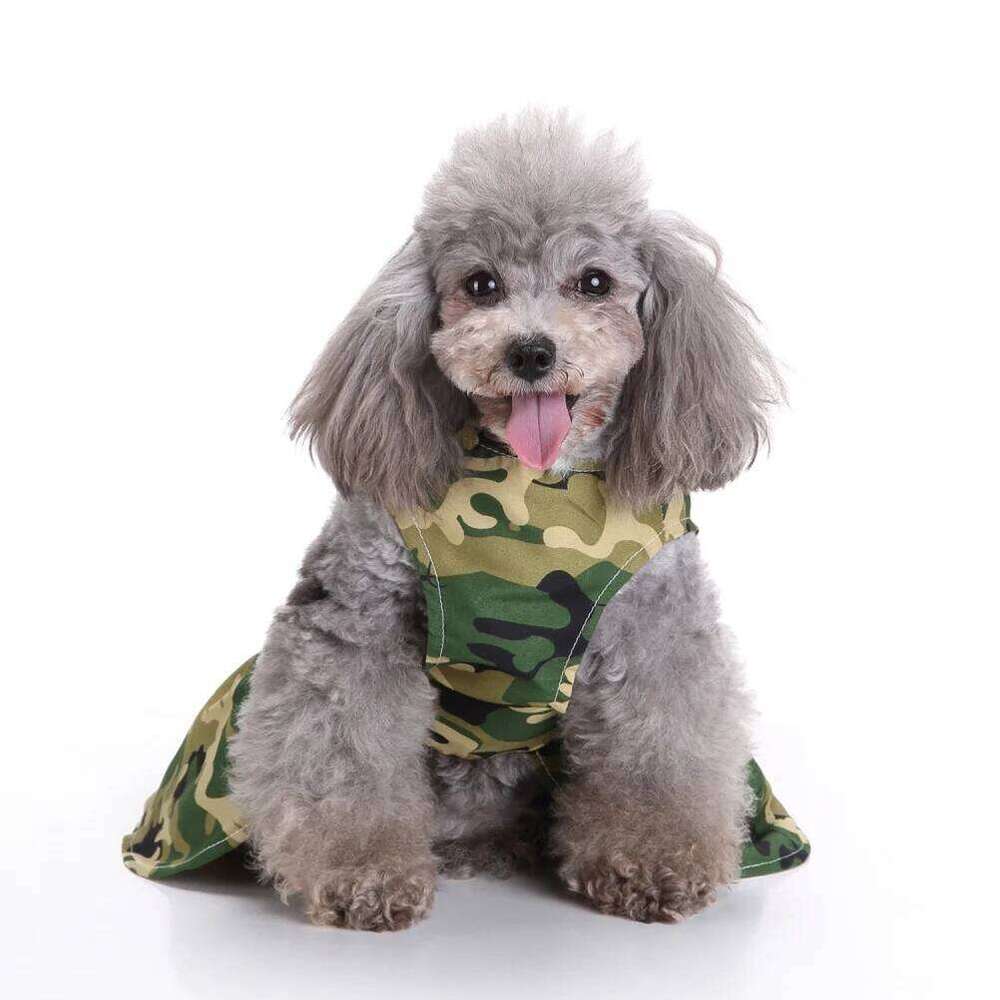 L Camouflage Summer Pet Dog Dress Elegant Sleeveless Puppy Skirt Perfect for Everyday Wear Beach Trips Photography H260130