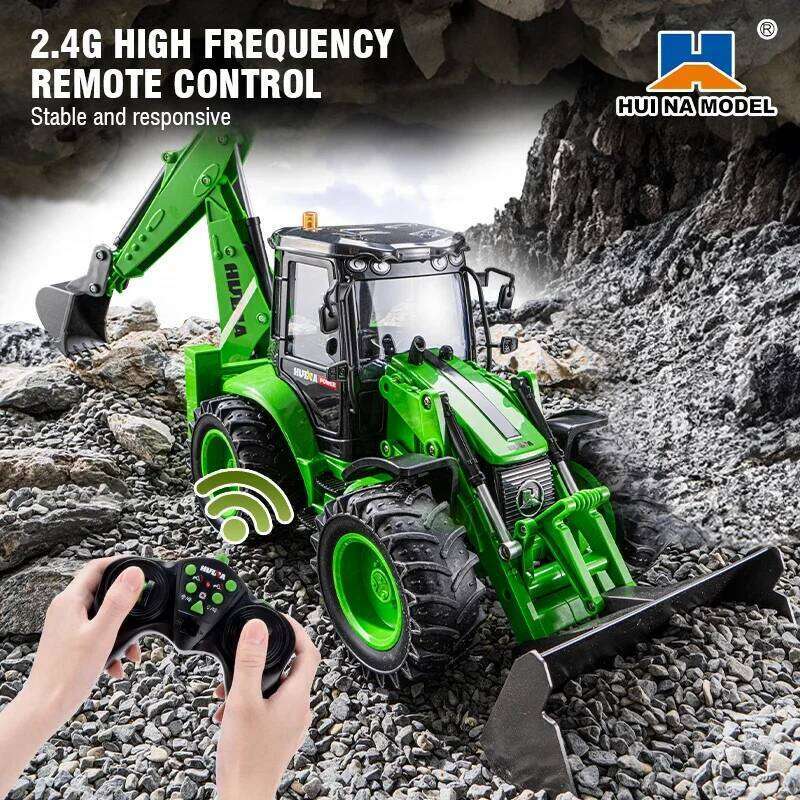 Huina 1579 RC Excavator 1:14 9CH Remote Control Backhoe Loader Truck Engineering Vehicle Construction Model Kid Christmas Gifts Y260131