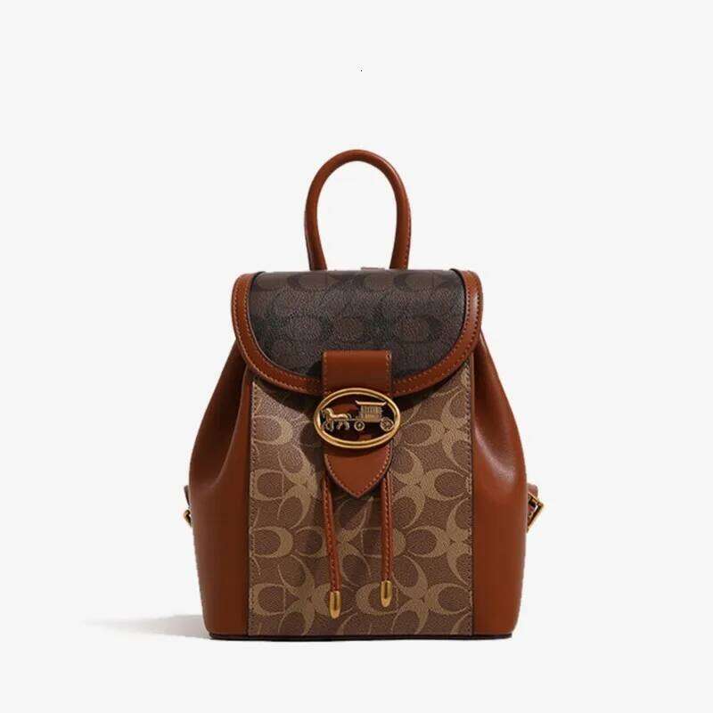 Women's handbag 2025 new fashionable contrasting color high-end feeling carriage large capacity backpack for women