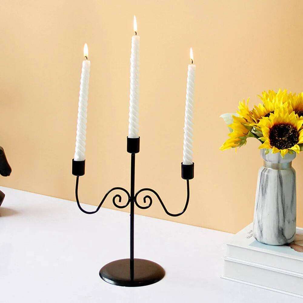 Romantic Iron Candlestick Candelabrum Detachable Metal Holder Wedding Home Decoration Table Centerpiece Vintage Style Y260131