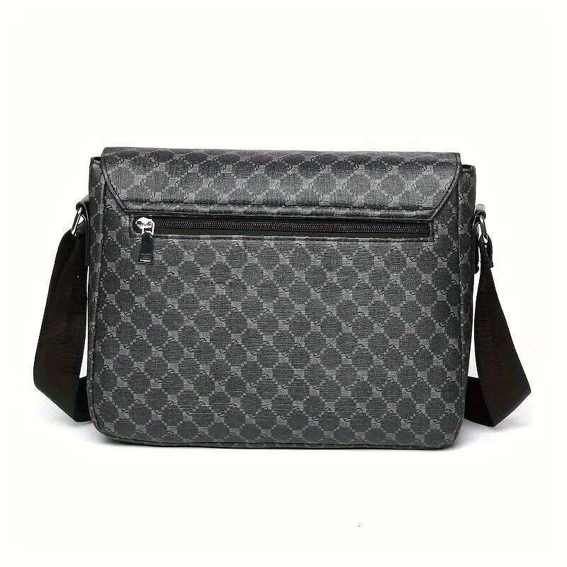 Men's casual flip-top checked shoulder bag - suitable for daily commuting