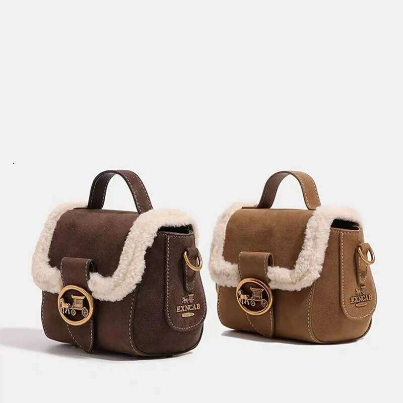 Brand women's high-end designer small square 2024 new autumn and winter plush handbag single shoulder crossbody bag