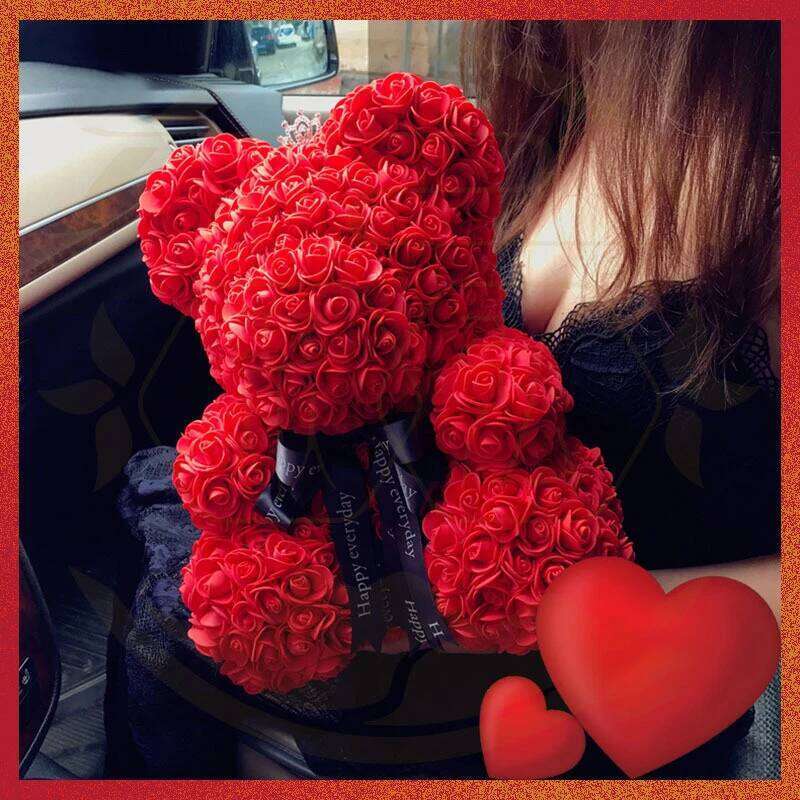 Rose With Box Lights Artificial Teddy Bear for Women/Girlfriend Gift Love Flower Valentine/Anniversary/Birthday Deco Y260131