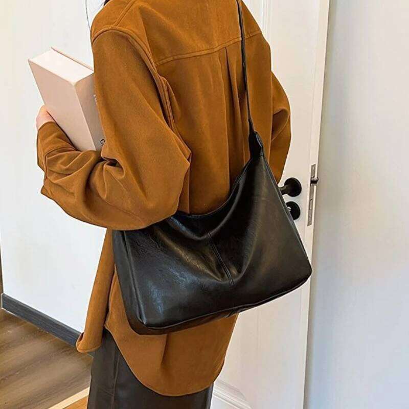 PU Leather Commuter Fashion Vintage Casual Tote Bag Maillard Stylish Crossbody Bags for Women Texture Large Capacity Temperament XJ260131